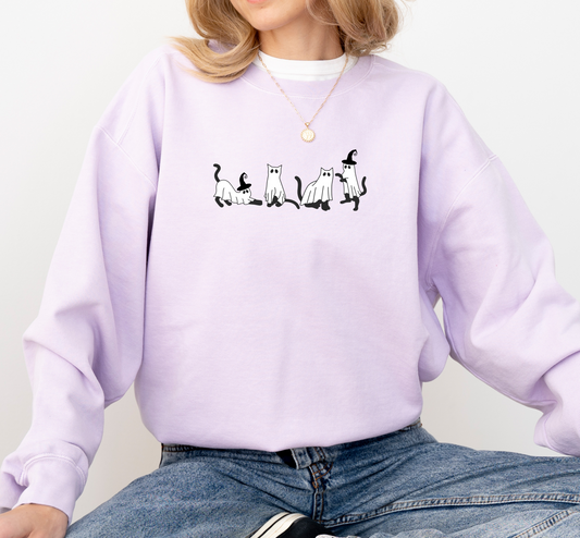 Ghost Cats Halloween Crewneck Sweatshirt