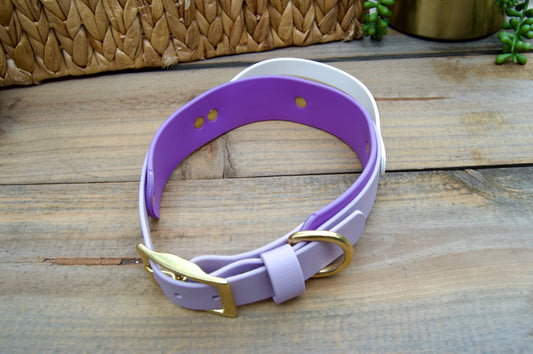 RTS Large 16-19 INCH Lilac and Amethyst Sport Handle Biothane Dog Collar