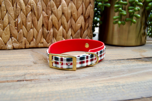 Winter Plaid: Mini Printed Double Layer Biothane Dog Collar