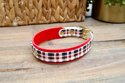 Winter Plaid: Mini Printed Double Layer Biothane Dog Collar
