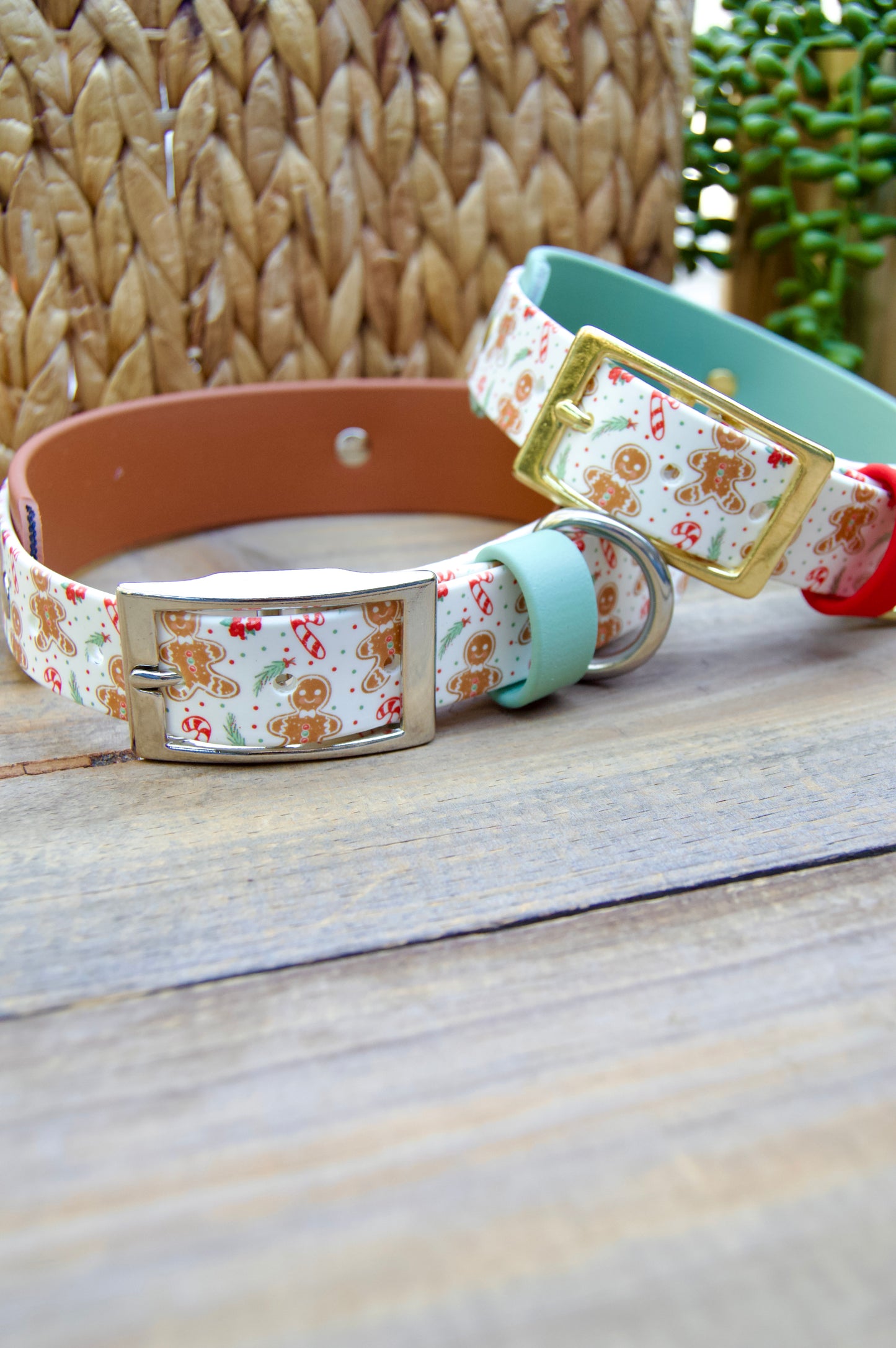 Gingerbread: Printed Double Layer Biothane Dog Collar