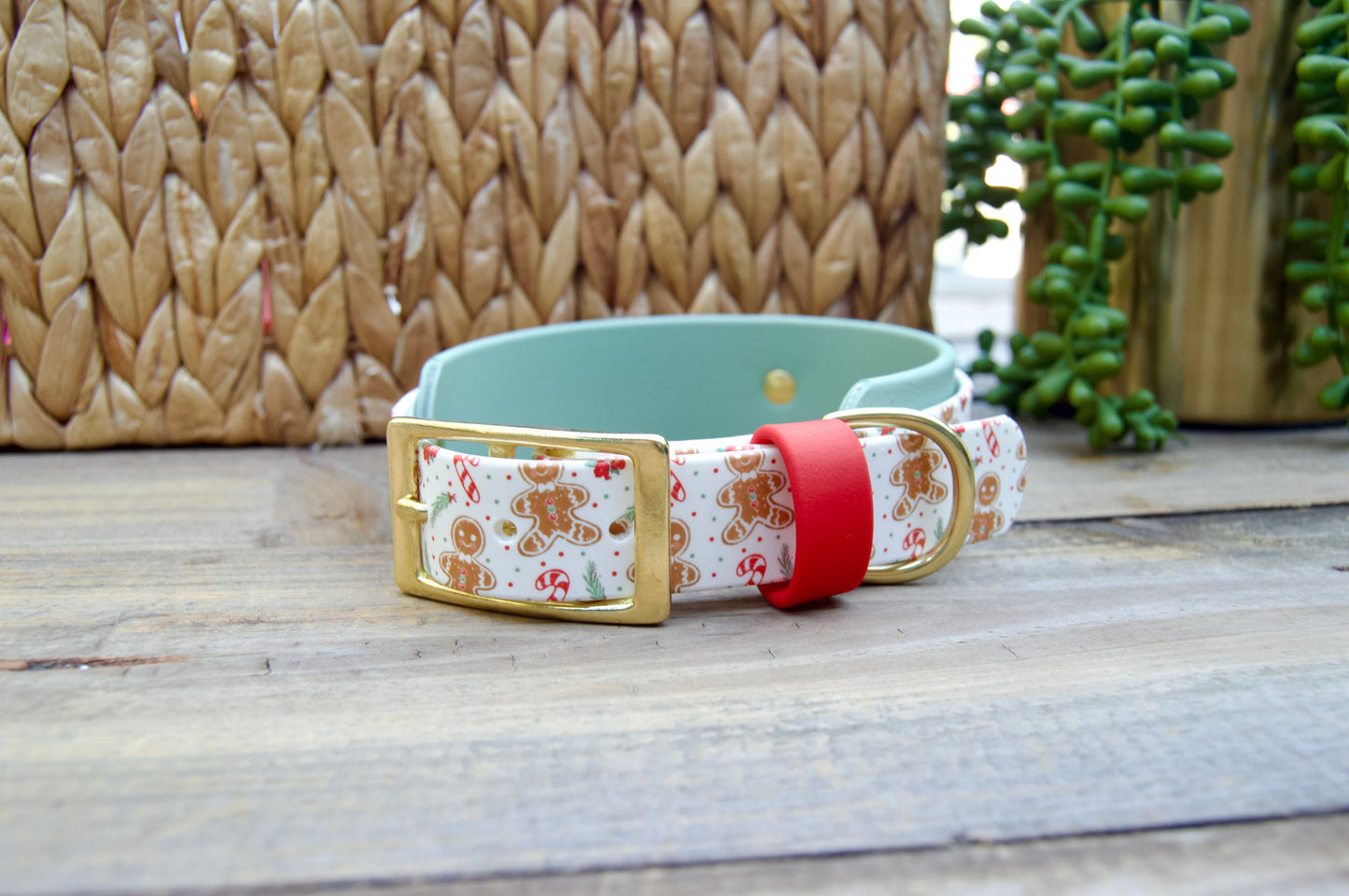 Gingerbread: Printed Double Layer Biothane Dog Collar