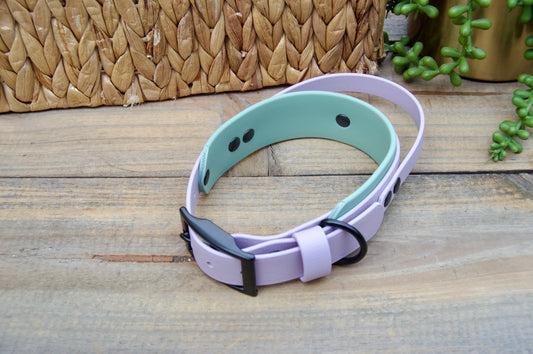 RTS 12.5-15.5 INCH Lilac and Sage Green Sport Handle Biothane Dog Collar