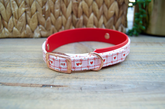 Checkered Valentine's: Mini Printed Double Layer Biothane Dog Collar