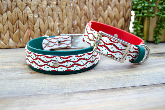 Christmas Cake: Printed Double Layer Biothane Dog Collar