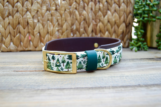 Winter Trees: Printed Double Layer Biothane Dog Collar