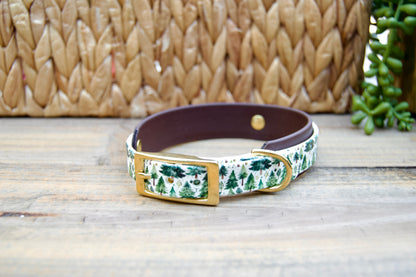 Winter Trees: Mini Printed Double Layer Biothane Dog Collar