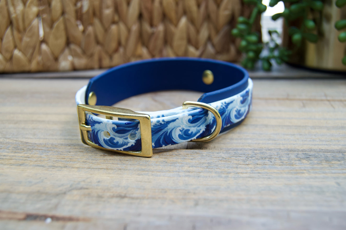 Ocean: Mini Printed Double Layer Biothane Dog Collar