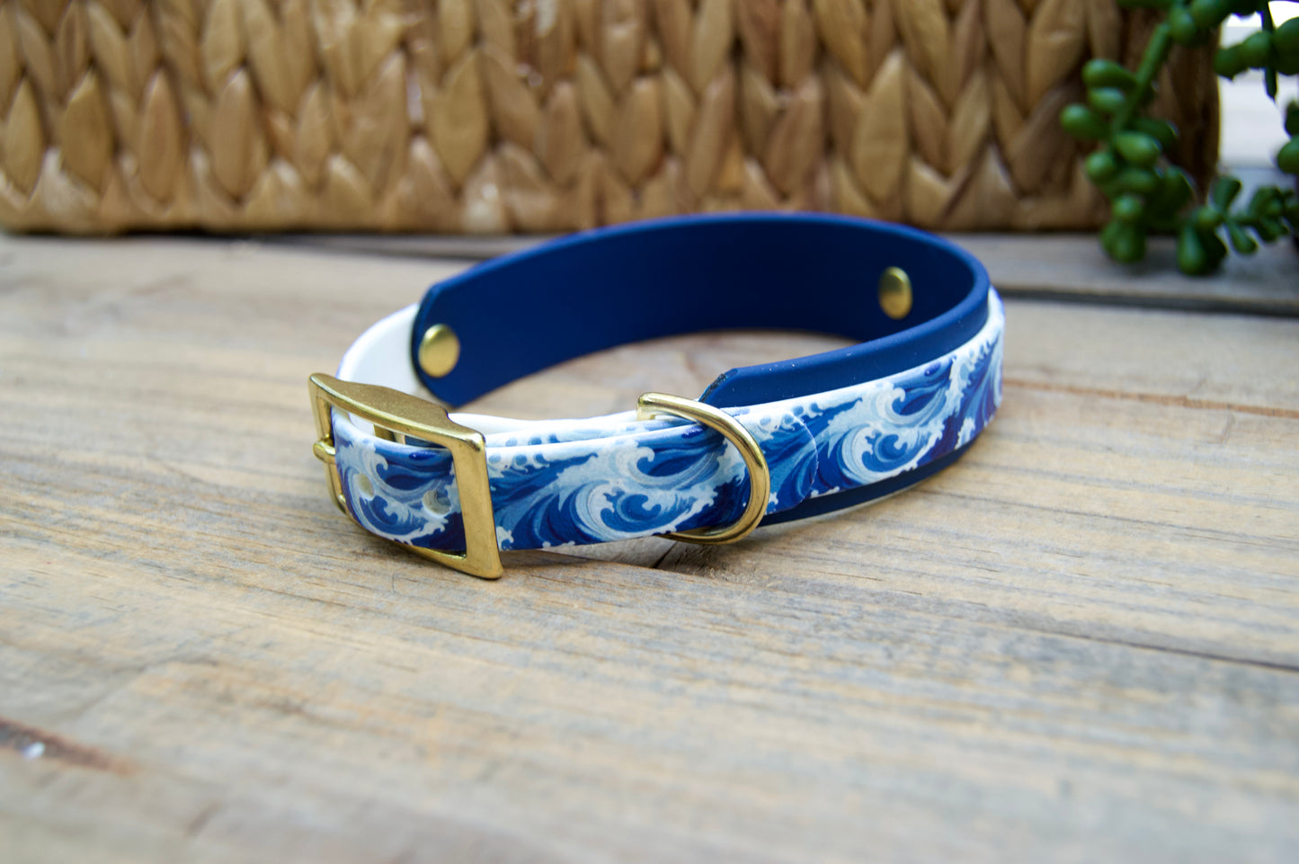 Ocean: Mini Printed Double Layer Biothane Dog Collar