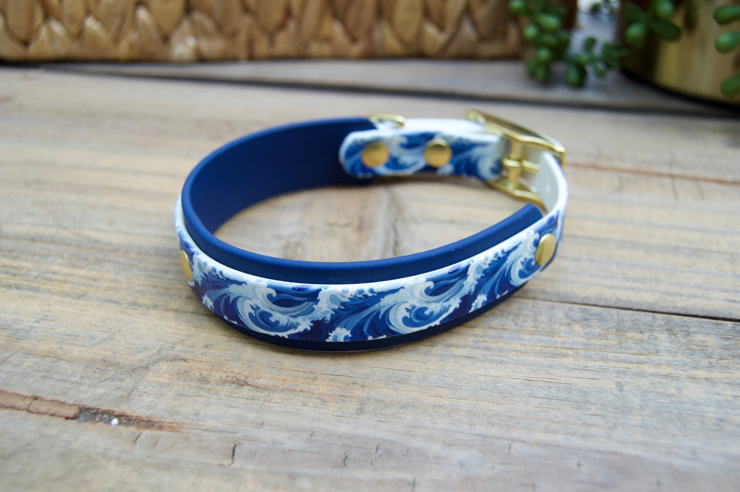 Ocean: Mini Printed Double Layer Biothane Dog Collar
