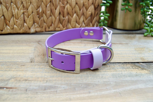 RTS Medium 13-16 INCH Lilac and Amethyst O-Ring Biothane Dog Collar