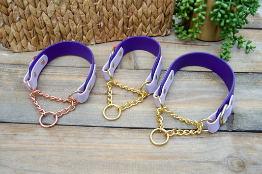 RTS Purple/Lilac Tapered Martingale Biothane Dog Collar