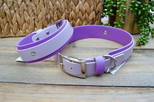 RTS Lilac and Amethyst Double Layer Biothane Dog Collar