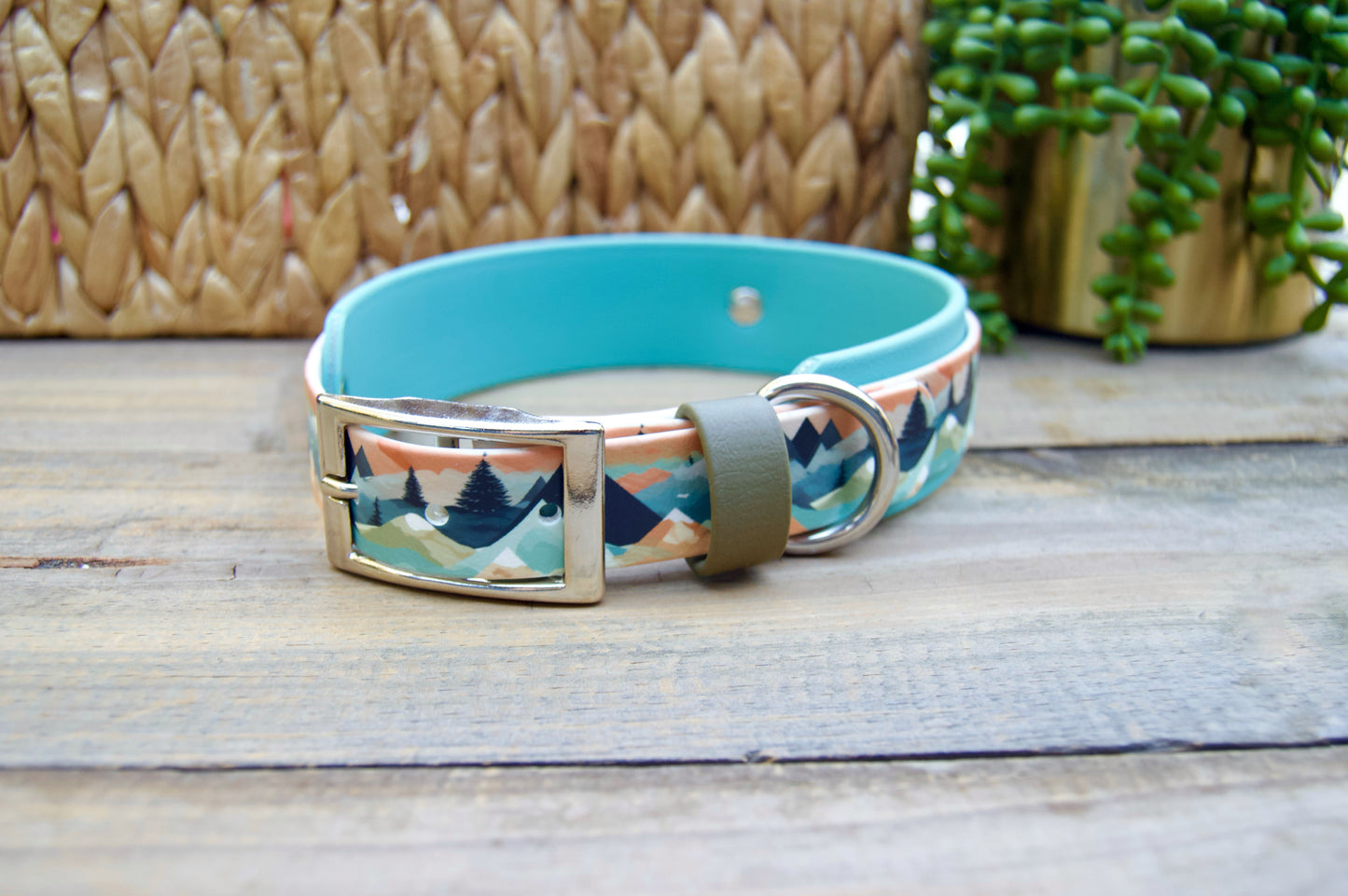 Closeout: Orange Mountains Printed Double Layer Biothane Dog Collar