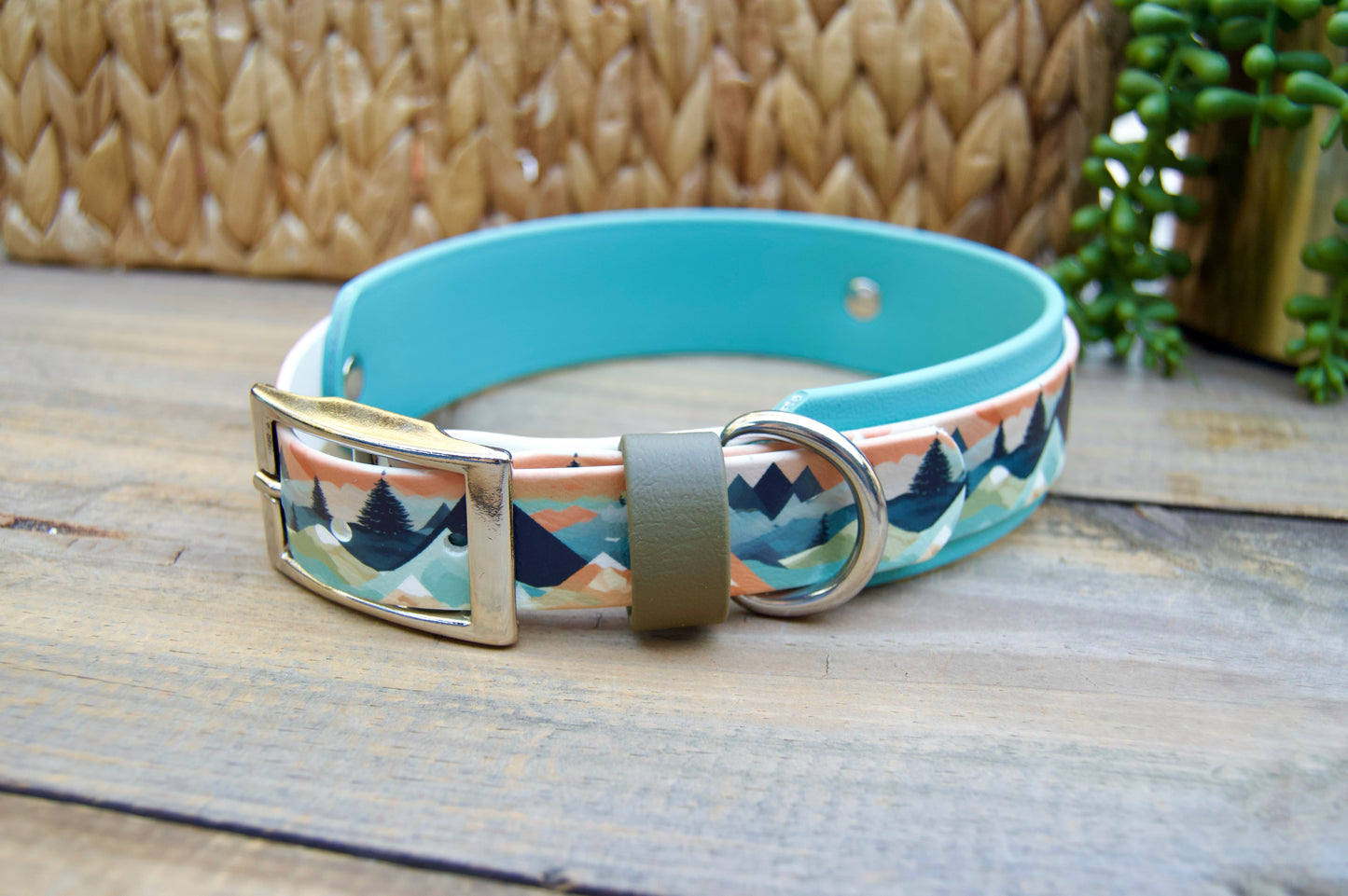Closeout: Orange Mountains Printed Double Layer Biothane Dog Collar