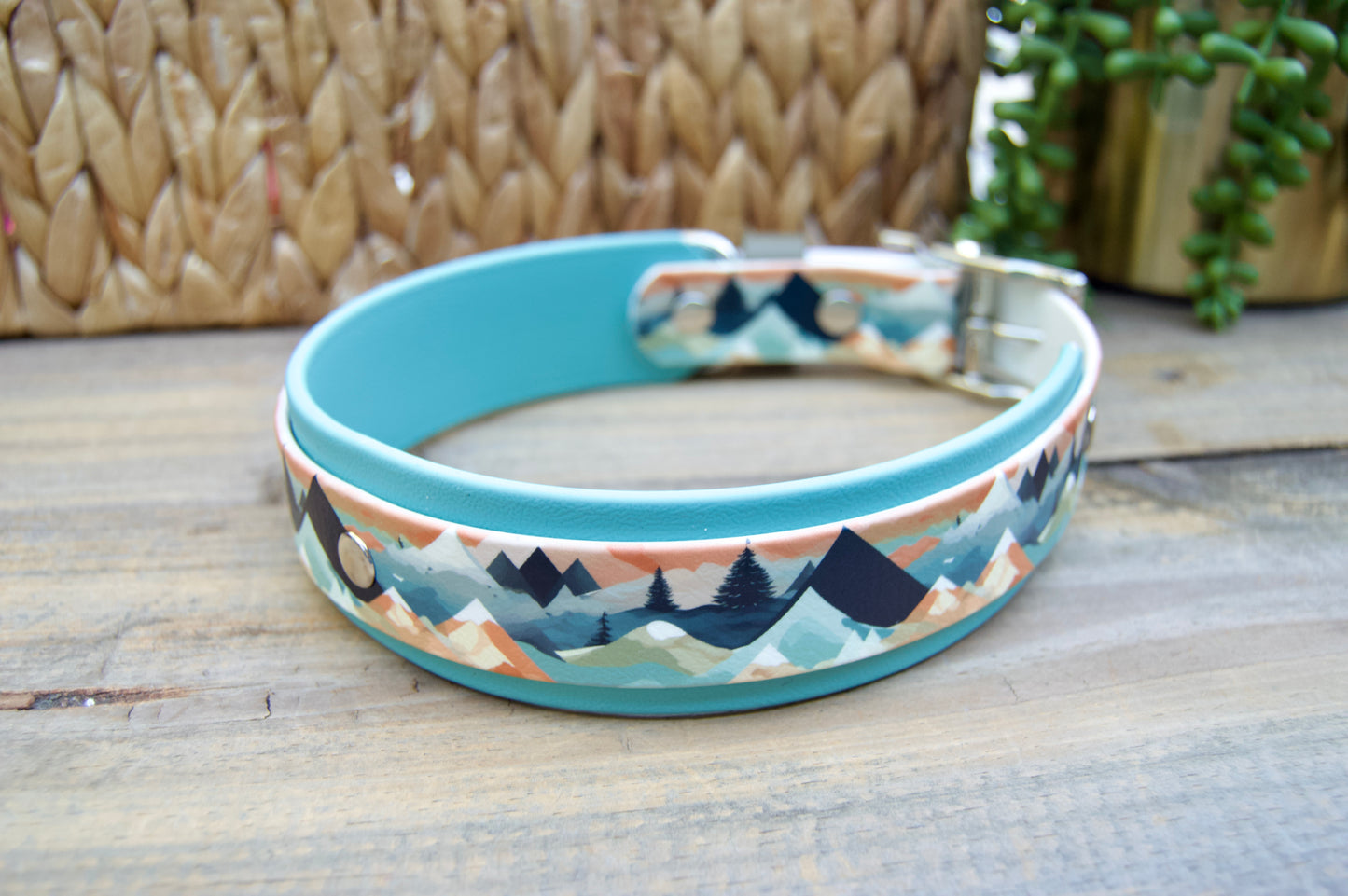 Closeout: Orange Mountains Printed Double Layer Biothane Dog Collar