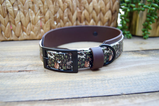 Closeout: Woodland Printed Double Layer Biothane Dog Collar
