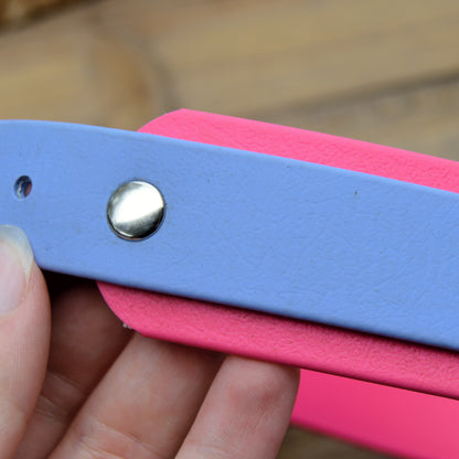 RTS *FLAWED* Periwinkle and Raspberry Double Layer Biothane Dog Collar