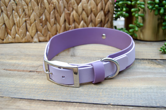 RTS 18-21 INCH Lilac and Mauve Double Layer Biothane Dog Collar