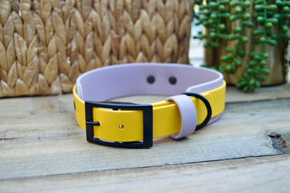 RTS 16-19 INCH Lilac and Yellow Double Layer Biothane Dog Collar