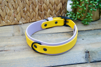 RTS 16-19 INCH Lilac and Yellow Double Layer Biothane Dog Collar