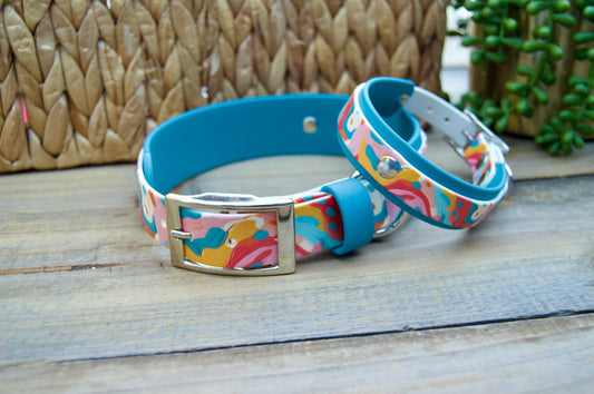 Closeout: Paint Splatter Printed Double Layer Biothane Dog Collar
