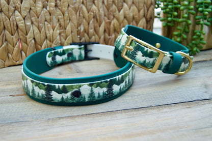Closeout: Forest Printed Double Layer Biothane Dog Collar