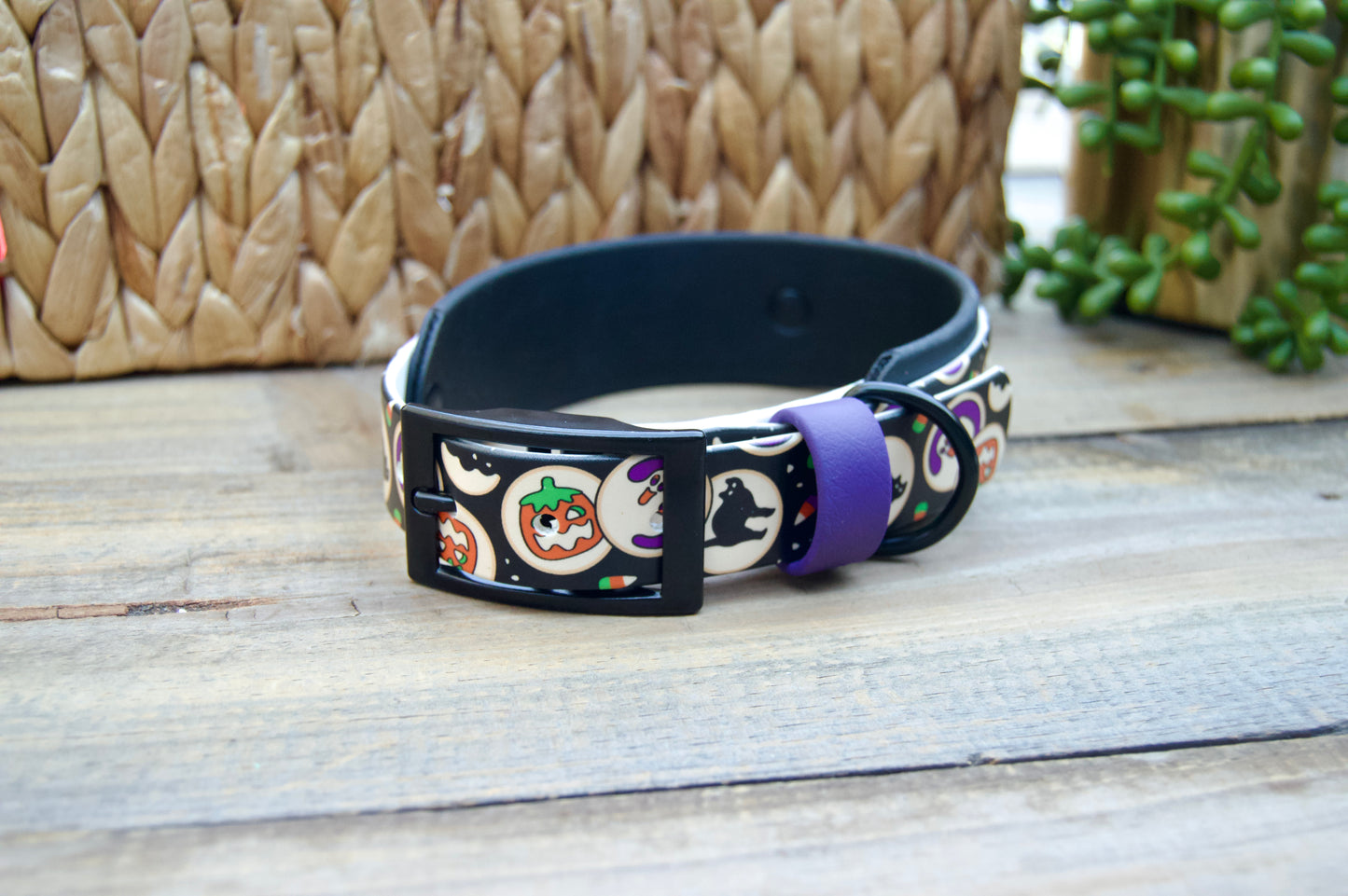 RTS 13-16 Inch Halloween Cookies Double Layer Biothane Dog Collar