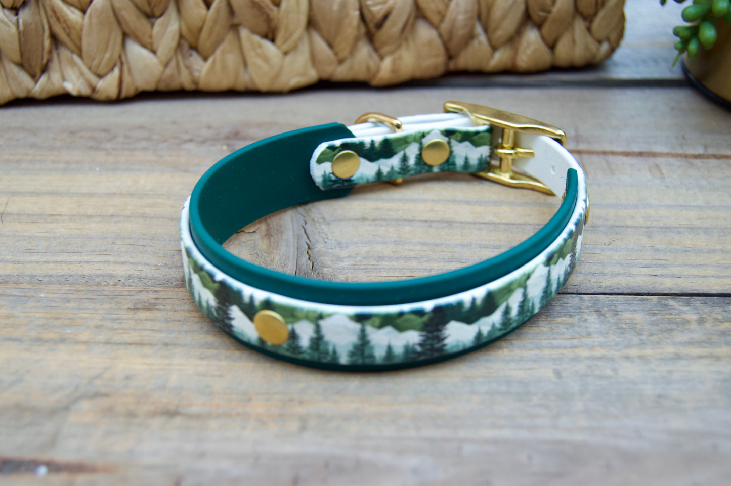Forest: Mini Printed Double Layer Biothane Dog Collar
