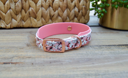 Cherry Blossom: Mini Printed Double Layer Biothane Dog Collar