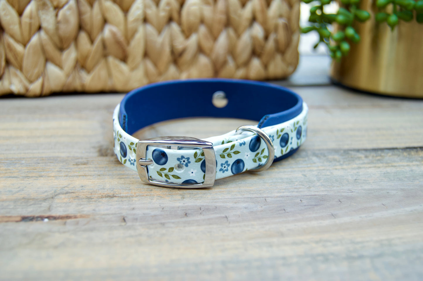 Blueberry: Mini Printed Double Layer Biothane Dog Collar