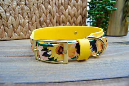 Sunflower: Printed Double Layer Biothane Dog Collar