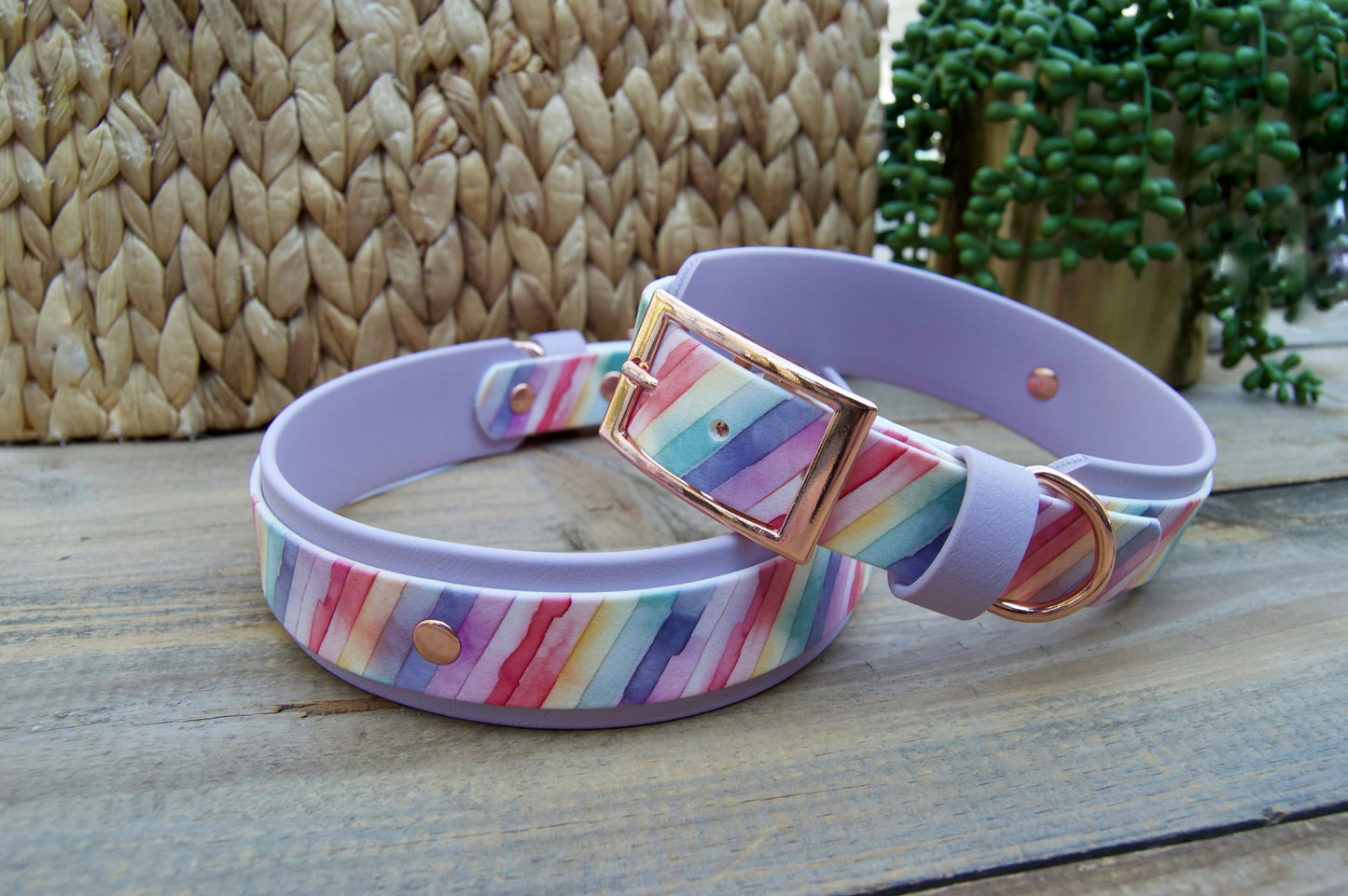 Stripes: Printed Double Layer Biothane Dog Collar