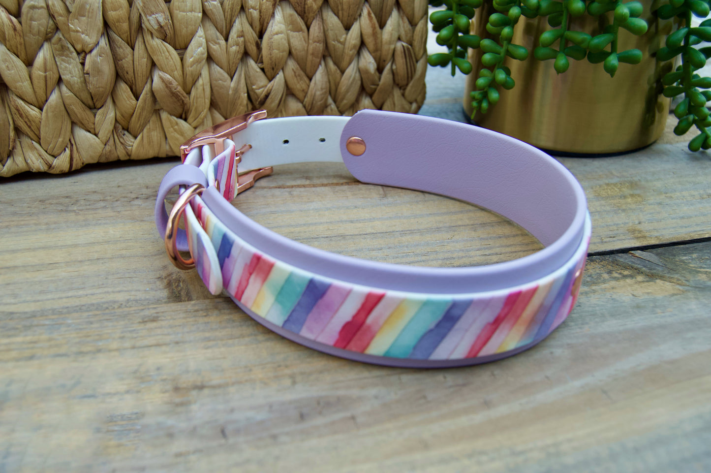 Stripes: Printed Double Layer Biothane Dog Collar