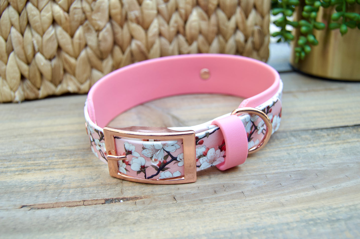 Cherry Blossom: Printed Double Layer Biothane Dog Collar