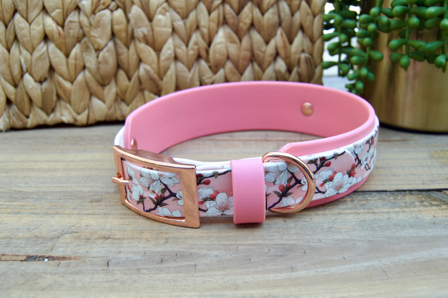 Cherry Blossom: Printed Double Layer Biothane Dog Collar