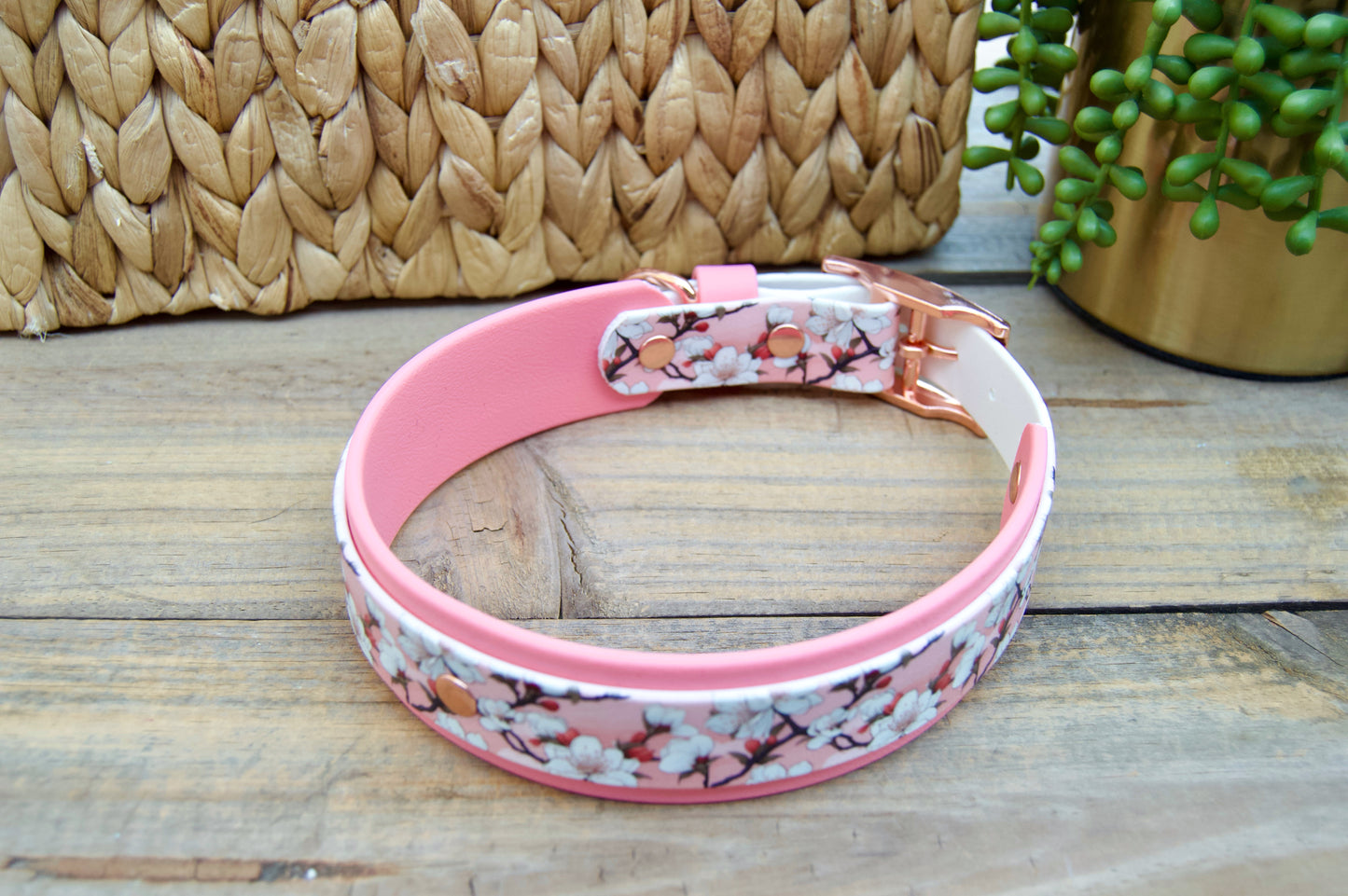 Cherry Blossom: Printed Double Layer Biothane Dog Collar