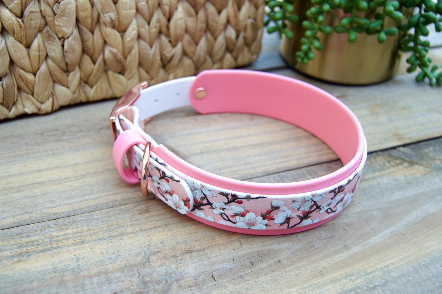 Cherry Blossom: Printed Double Layer Biothane Dog Collar