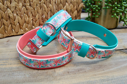 Island: Printed Double Layer Biothane Dog Collar