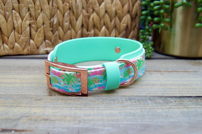 Palm: Printed Double Layer Biothane Dog Collar