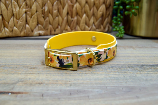 Sunflower: Mini Printed Double Layer Biothane Dog Collar