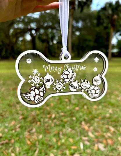 Christmas Dog Bone Shaker Ornament