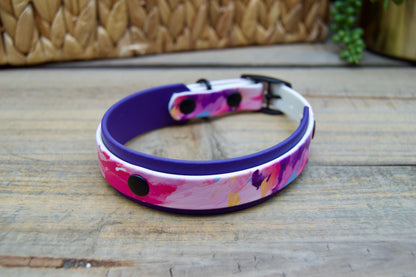 Pink Paint: Mini Printed Double Layer Biothane Dog Collar
