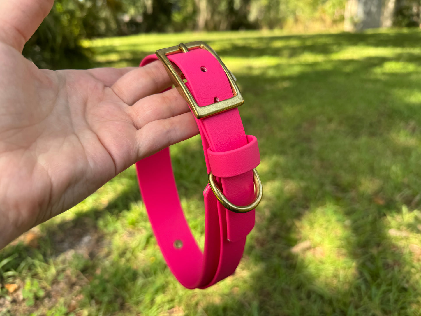 RTS 19-22 INCH Raspberry Double Layer Biothane Dog Collar