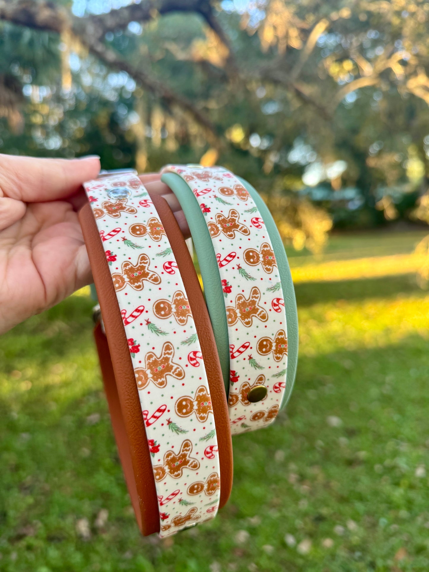 Gingerbread: Printed Double Layer Biothane Dog Collar