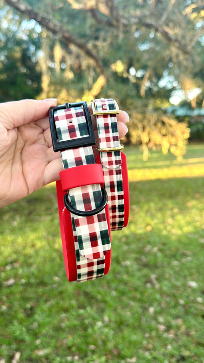 Winter Plaid: Mini Printed Double Layer Biothane Dog Collar