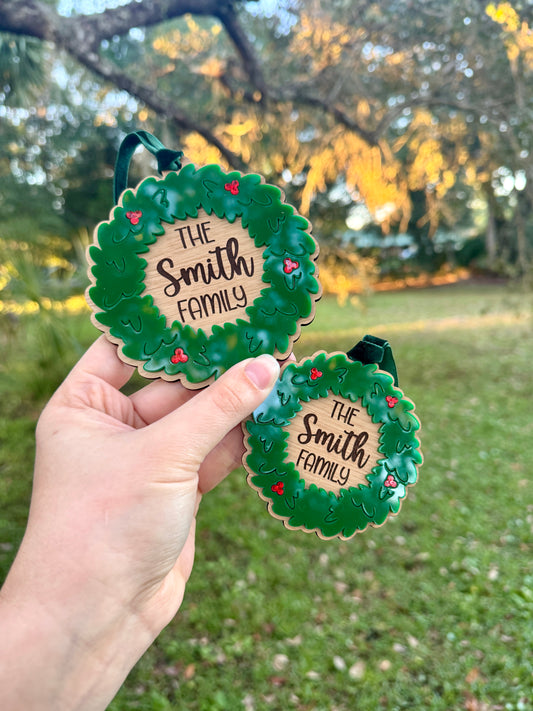 Family Name Wreath Custom Christmas Ornament