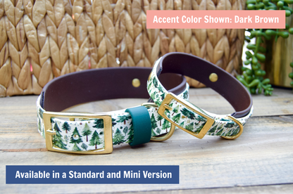 Winter Trees: Mini Printed Double Layer Biothane Dog Collar