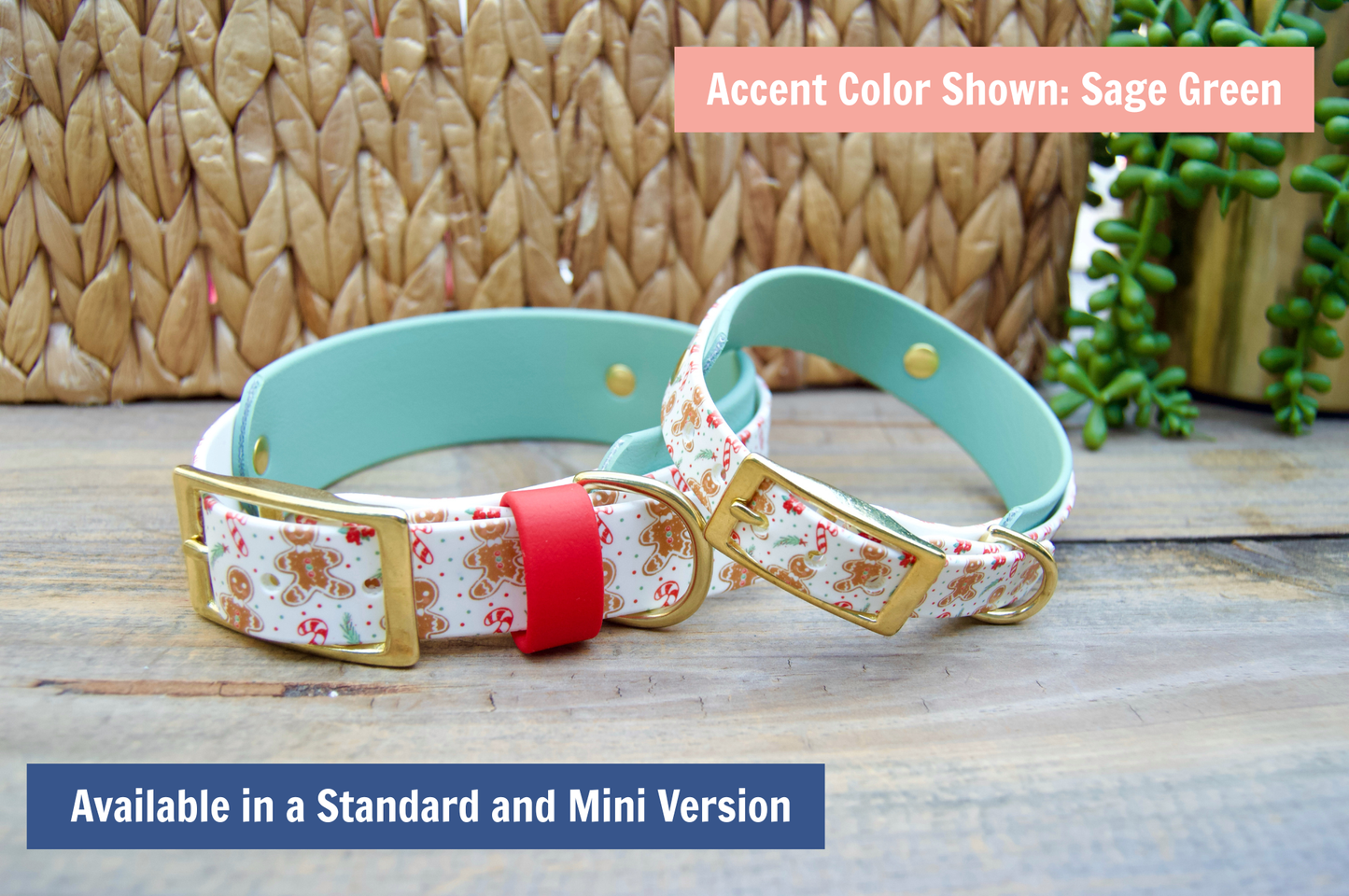 Gingerbread: Printed Double Layer Biothane Dog Collar