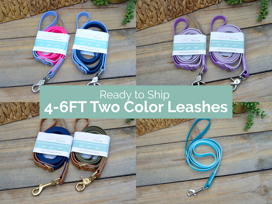 RTS 4FT, 5FT, and 6FT Two Color Biothane Dog Leashes